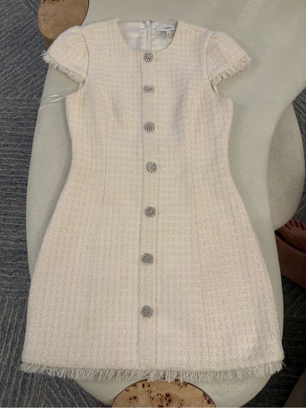 Likely Ivory Tweed Button-Front Mini Dress - Picture 5 of 8